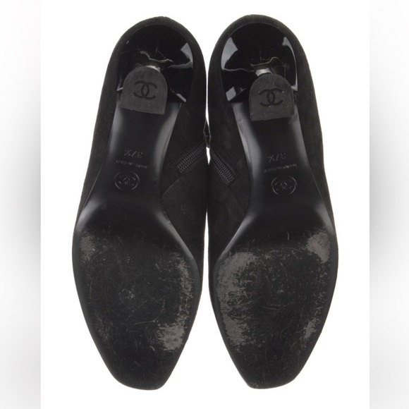 CHANEL Black Black Suede Ankle Boots with Silver Crystal Star - Picture 4 of 7
